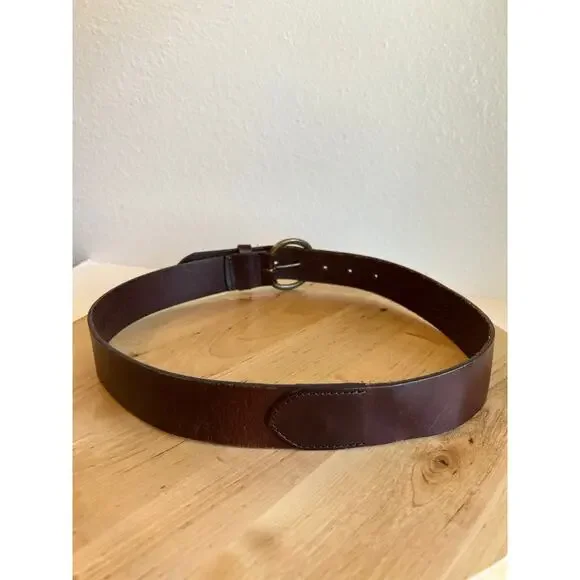 GAP Brown Genuine Leather Brass Buckle Belt Unisex Size Small - Picture 4 of 12